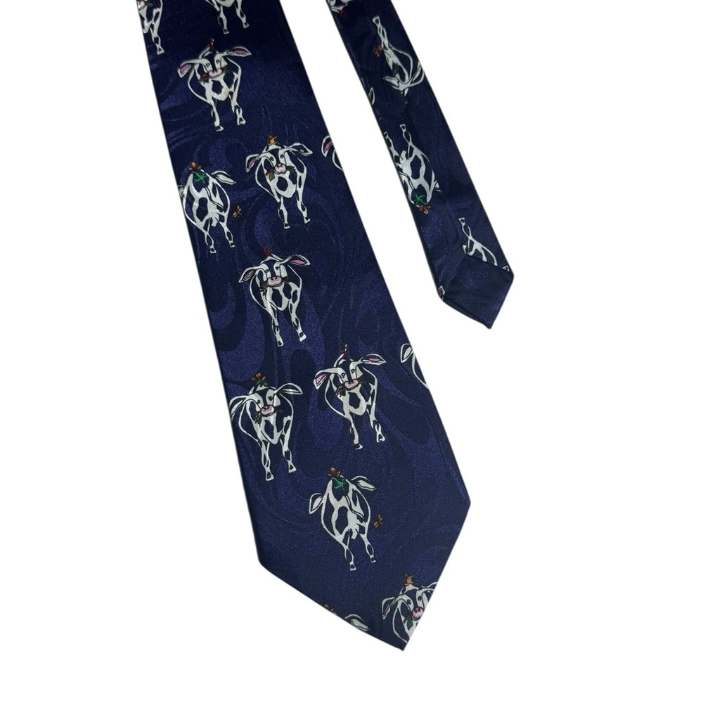 A Rogers Cow Tie Milch Rogers‎ Graphic Formal Professional Career Preppy Blue